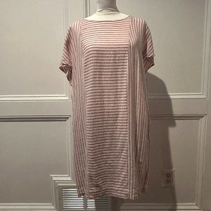 Madewell Daphne Linen Mauve Striped Dress NWOT Size Large
